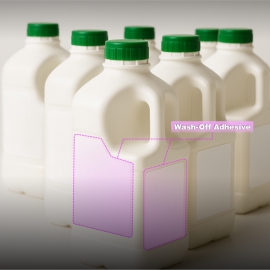 支持回收再利用与低碳包装的最佳选择:HDPE瓶洁净回收 & 德渊230系列水性压克力可回收脱标胶